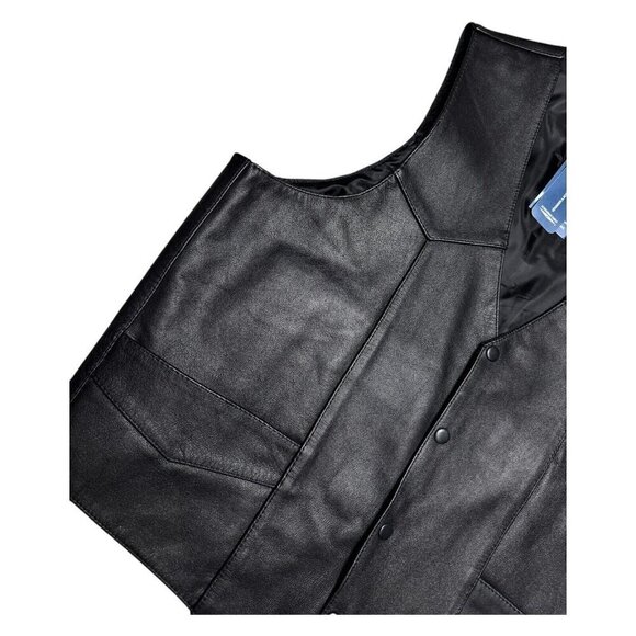 NWT SCREAMING EAGLE Genuine Leather Motorcycle Biker Black Vest Mens 2XL - Picture 3 of 5